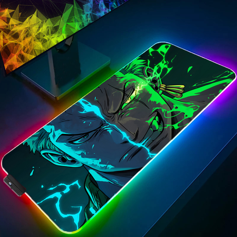 Tech Accessories For Desk - ONE PIECE Zoro Mouse Pad RGB